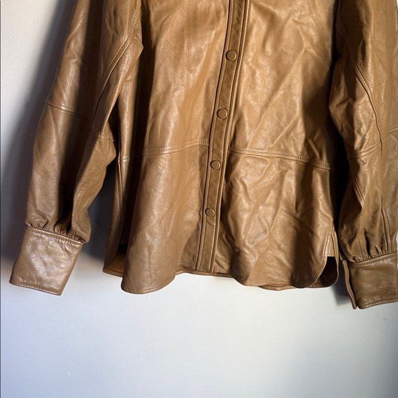 GANNI LAMB LEATHER BUTTON DOWN CARAMEL 4 - Picture 5 of 11